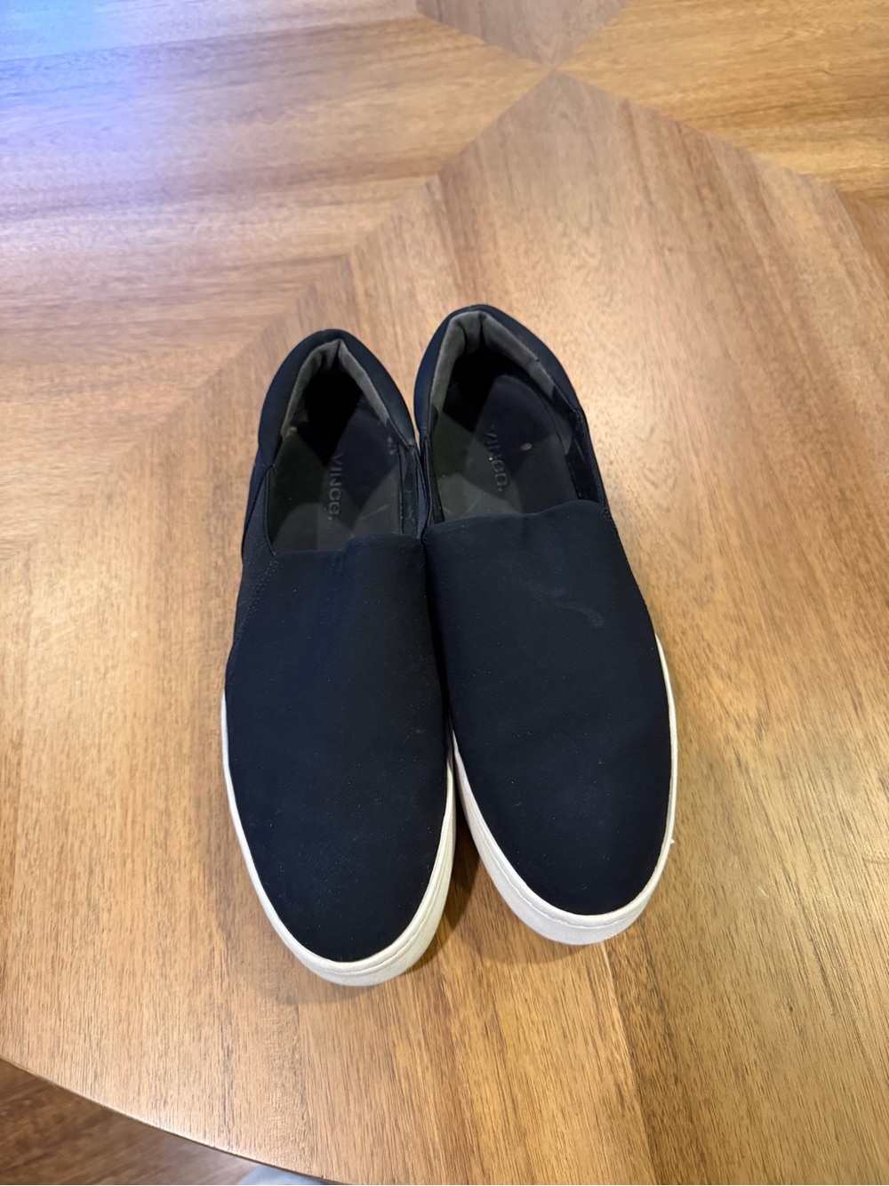 Vince Black Slip-On Platform Sneakers with White Sole